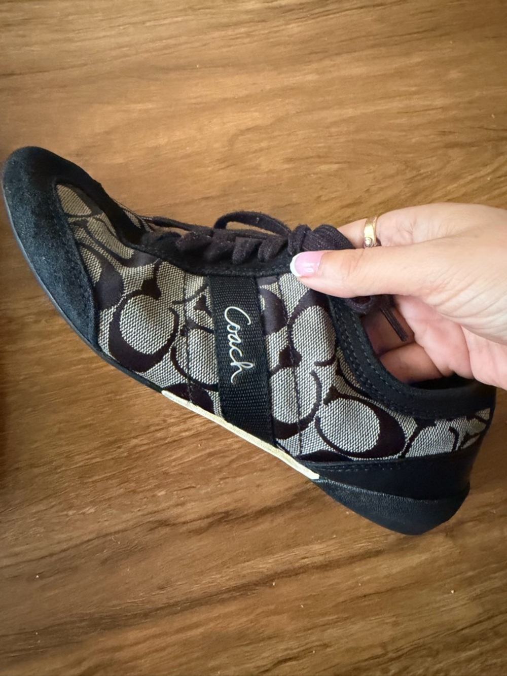 Coach Monogram Baylee Canvas Sneaker in Gray and Black